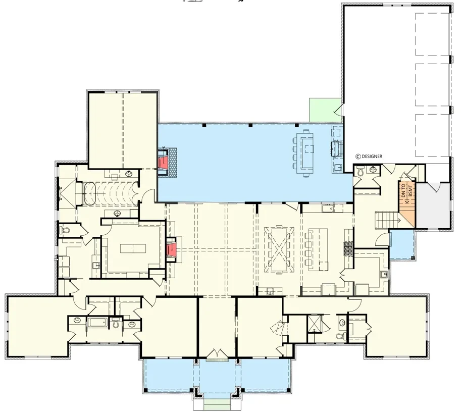 Plan 56547SM alternate main level with basement stair location modern farmhouse