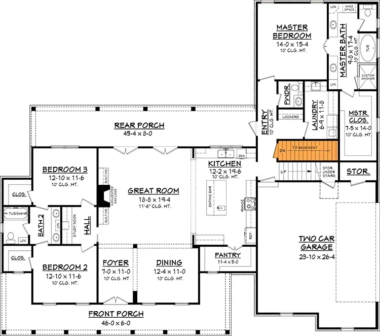 Main level adjusted to show stair location for optional full basement foundation