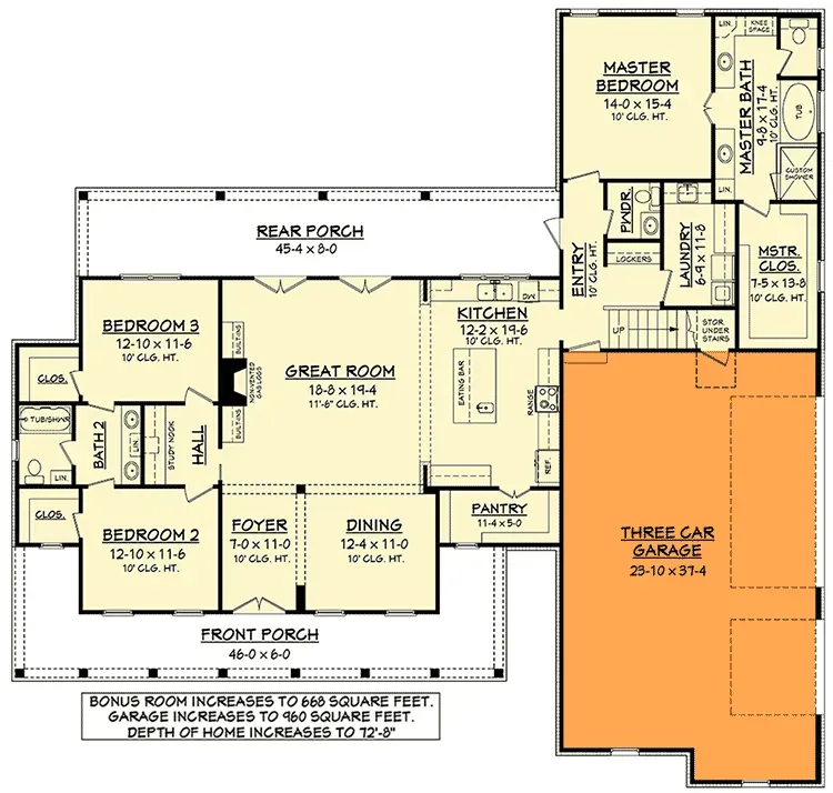 Alternate 3-car side-load garage option with expanded mudroom entry