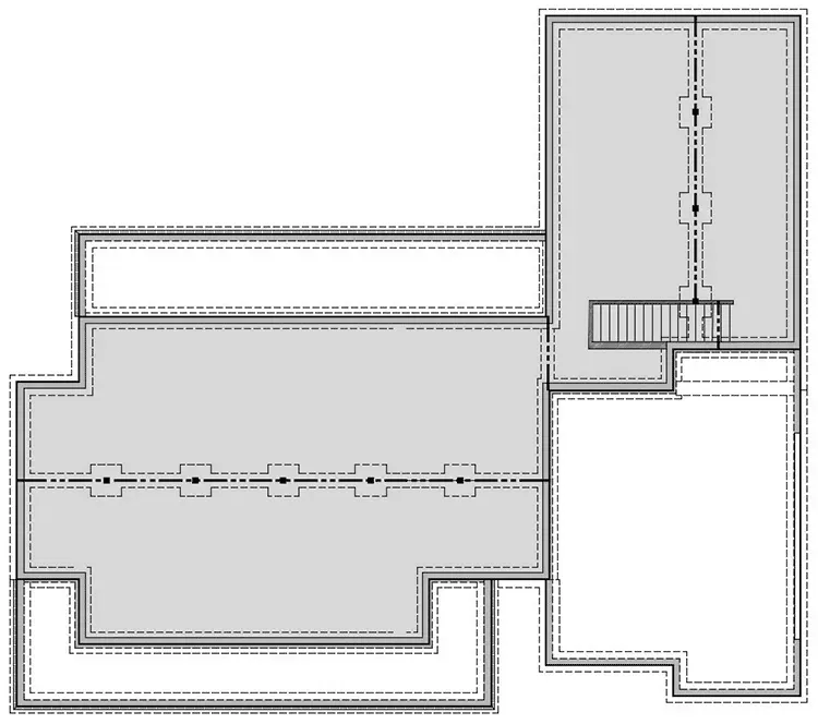Unfinished full basement foundation plan with structural columns and mechanical zones called out