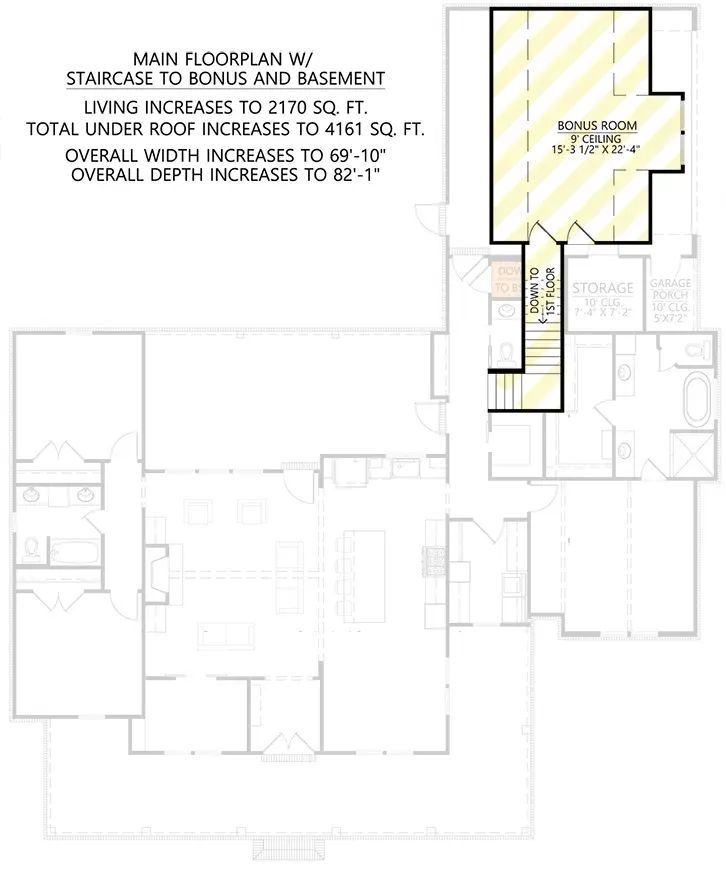 Bonus floor drawing when both basement and bonus options are exercised together (paid upgrade)
