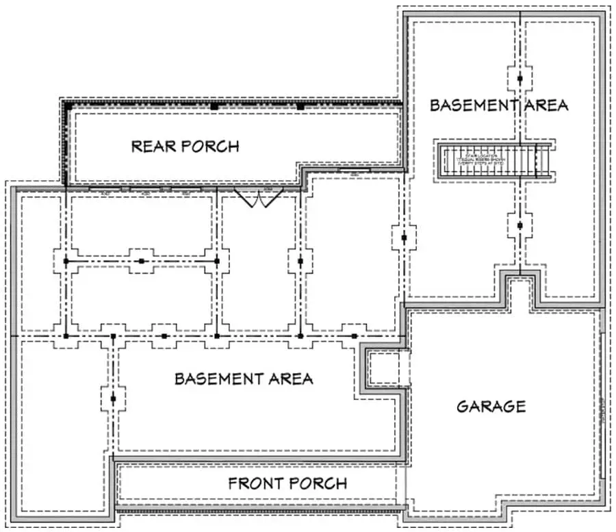 Unfinished walkout basement option for Plan 51814HZ adding roughly 2,100 square feet of future-finishable space with walkout access for sloping lots