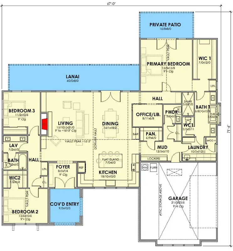 French country house plan 2342 sq ft main level floor plan with vaulted great room