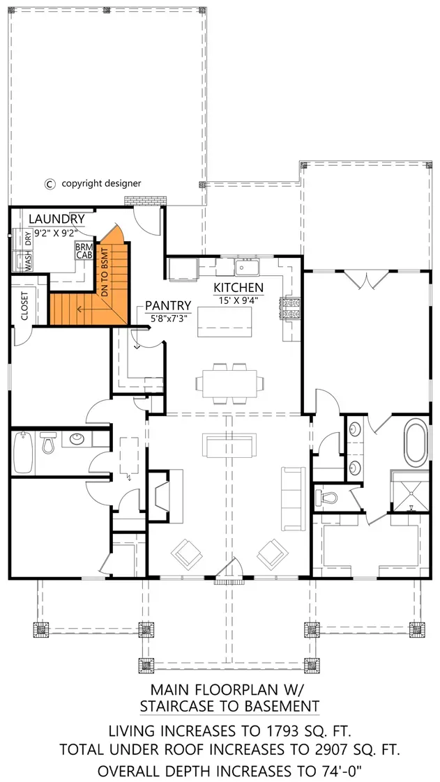 Optional basement foundation variant showing staircase location near kitchen