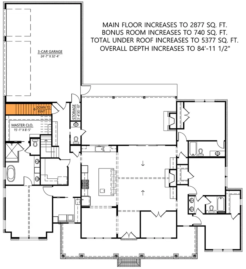 Main level option showing basement stair access location for lots suitable for a walkout or full basement