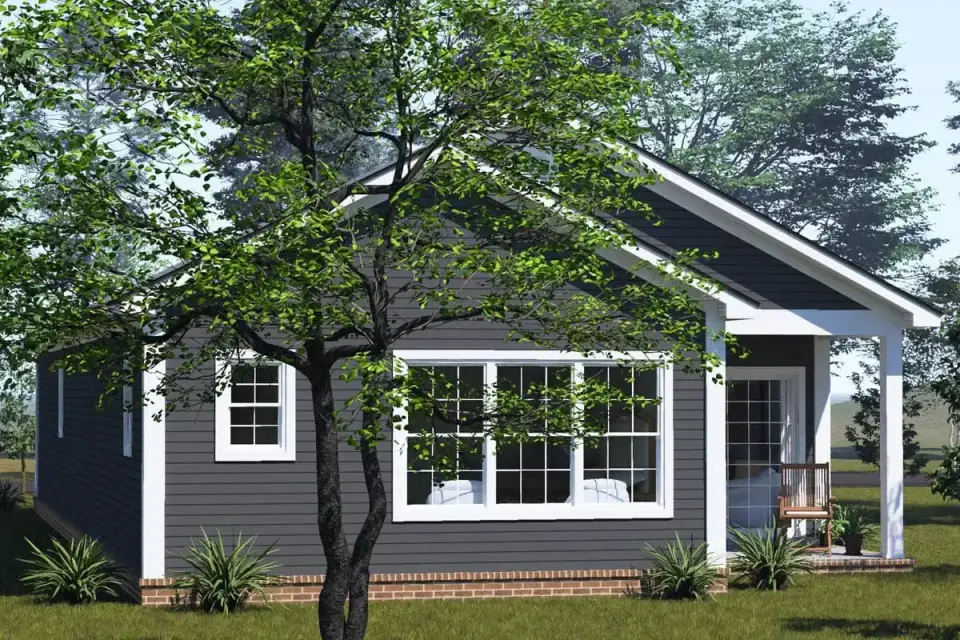 Dark charcoal lap siding with white trim on the country traditional facade