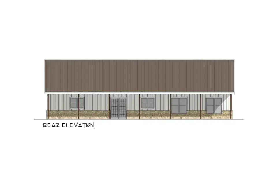 Covered front porch with evenly spaced wood columns