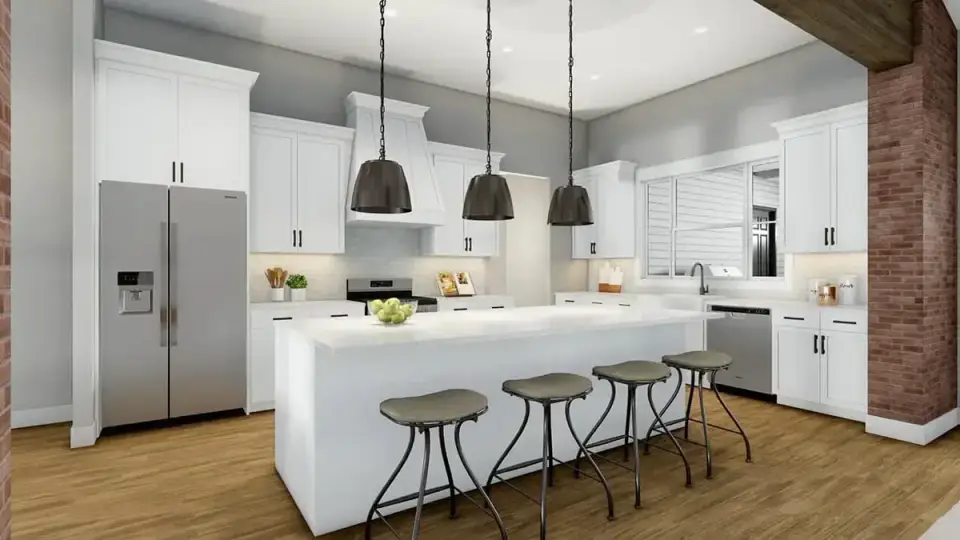Plan 56478SM walk-in pantry interior showing depth and shelving configuration suitable for bulk storage and small appliance landing