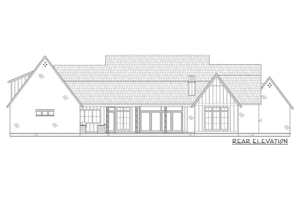 Plan 56547SM exterior side view with 3-car side load garage