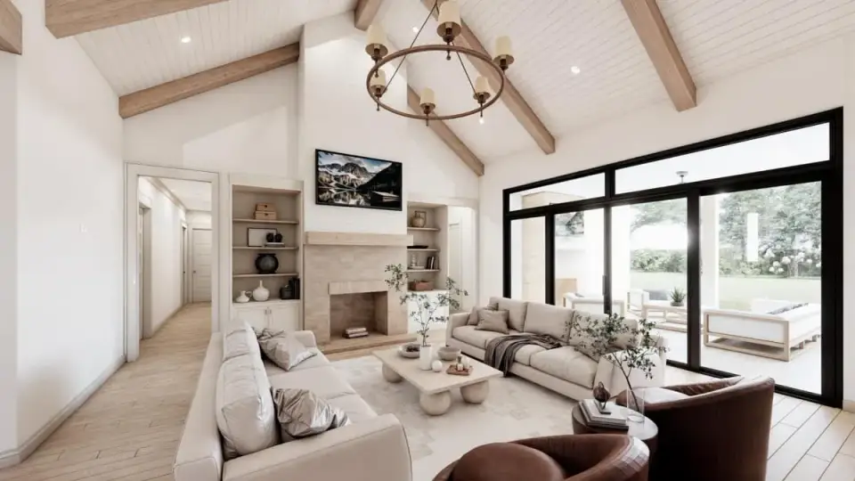 Plan 56547SM master bedroom vaulted ceiling large windows farmhouse