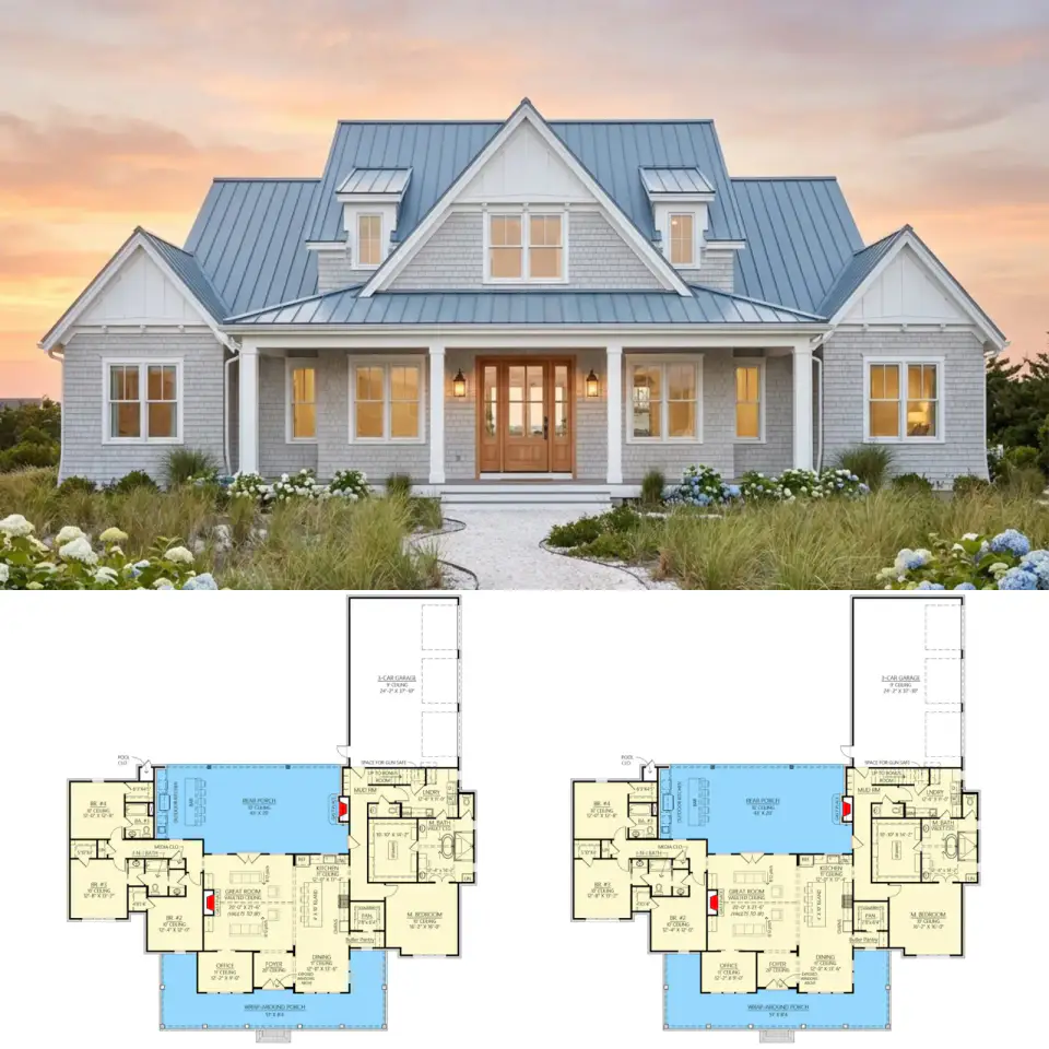 3,127 Sq Ft Modern Farmhouse Plan with Expansive Outdoor Living