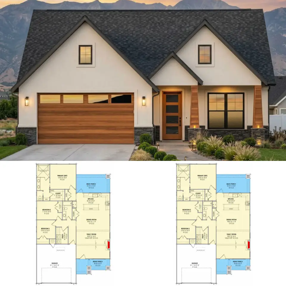 Efficient 3-Bed Modern Farmhouse Plan (1,601 Sq Ft)
