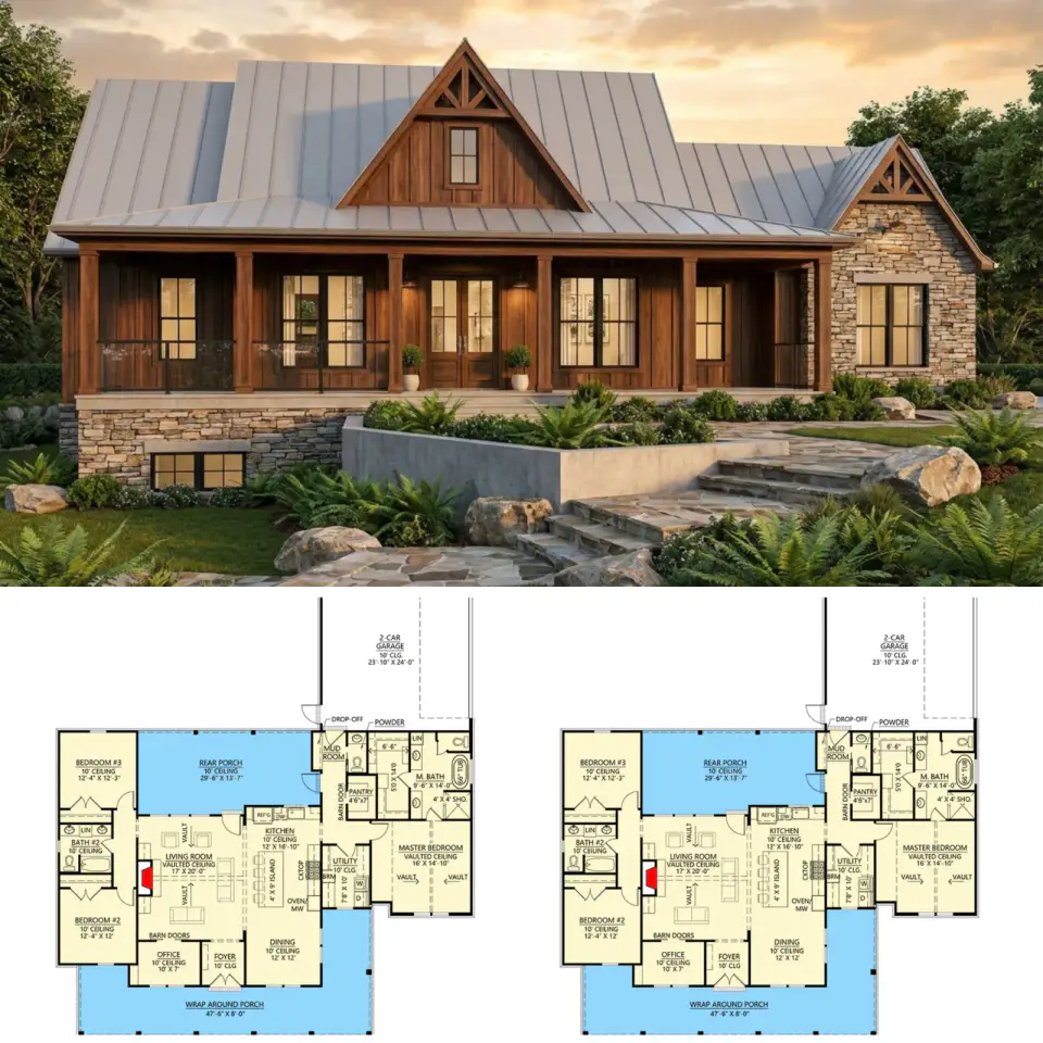 2,085 Sq Ft Modern Farmhouse Plan with Wraparound Porch