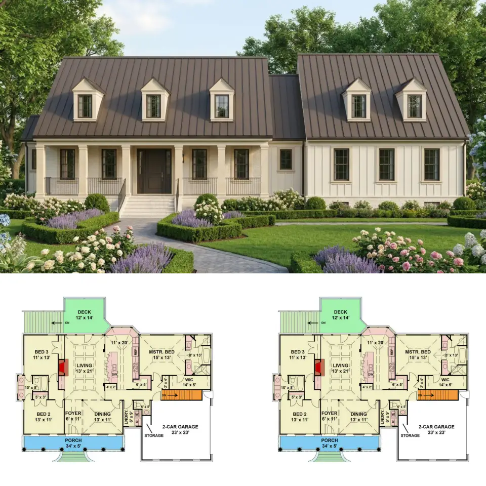 Cape Cod House Plan with 3 Beds and Optional Basement