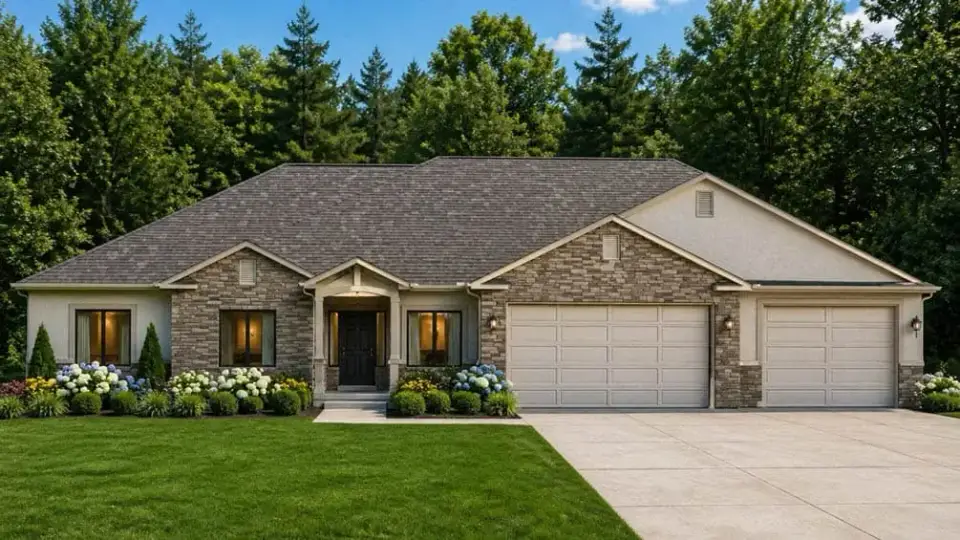 Craftsman ranch exterior with architectural shingle gable roof