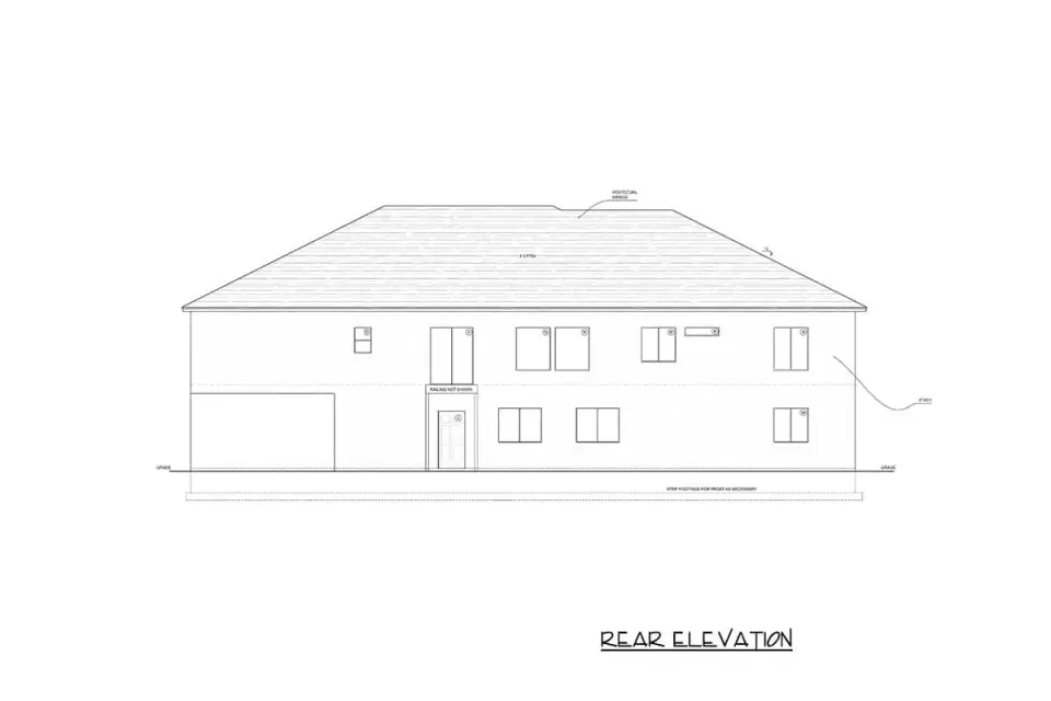 Craftsman ranch rear elevation with secondary door