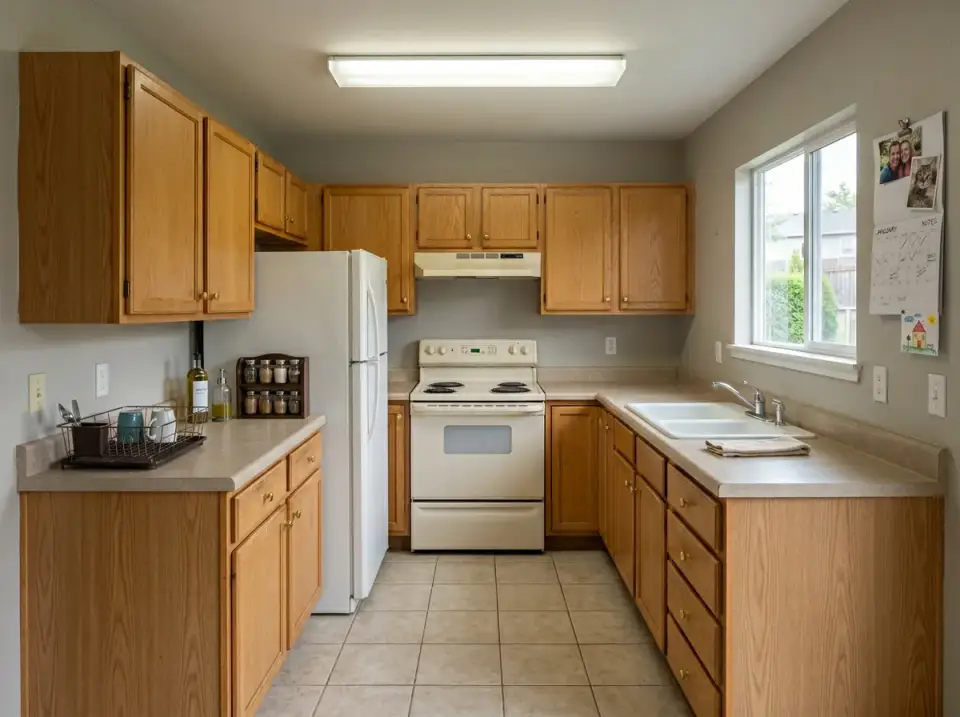 Dated 1970s Harvest Gold Kitchen Before Renovation