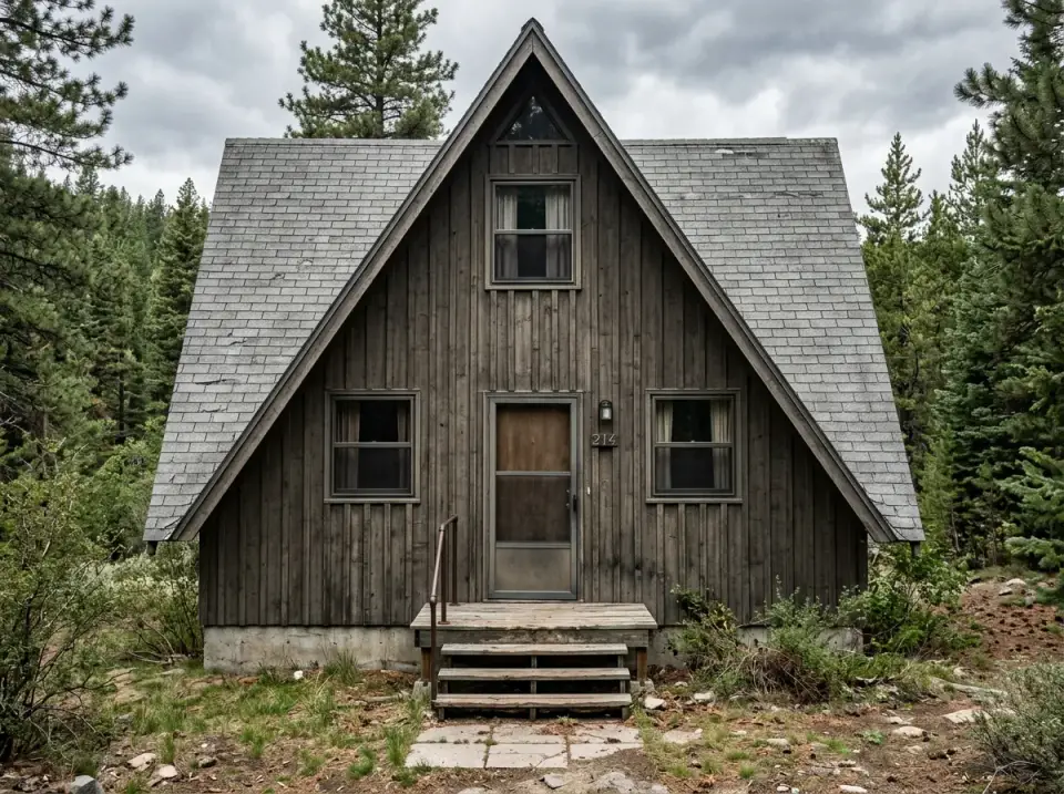 Before: Cramped 1970s A-Frame Cabin Original State