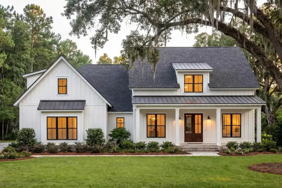 Side elevation showing bonus-room dormer and roof massing