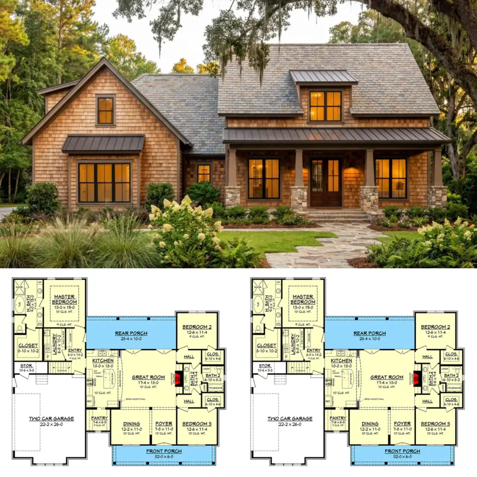 Versatile Modern Farmhouse Plan with Split-Bedroom Layout