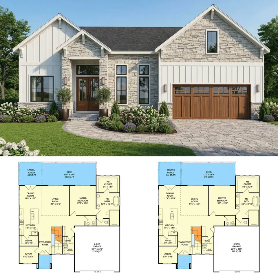 Modern Craftsman House Plan - Main Level Master