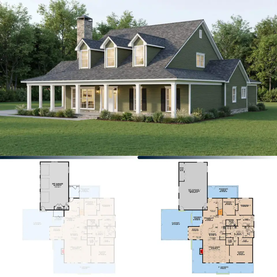 Cottage Bungalow House Plan: 2,440 Sq Ft & Wrap-Around Porch
