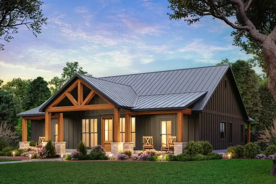 Side elevation highlighting carport connection, laundry mudroom entry, and rear porch