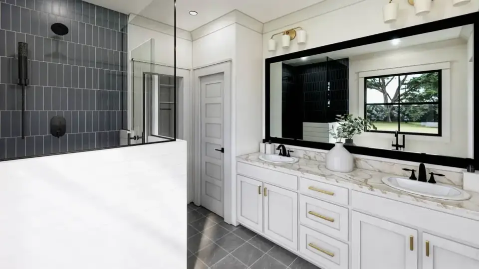 Hall bathroom serving two secondary bedrooms with tub-shower combination