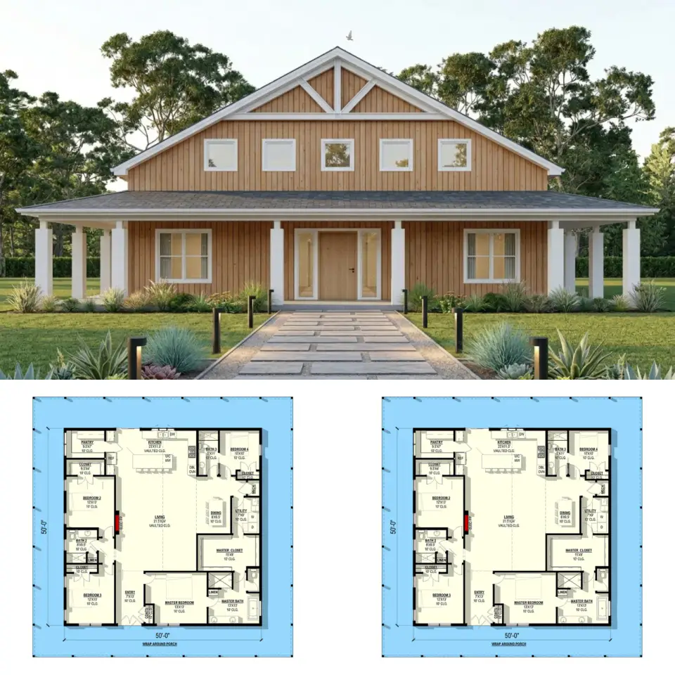 Modern Barndominium with Wrap-Around Porch