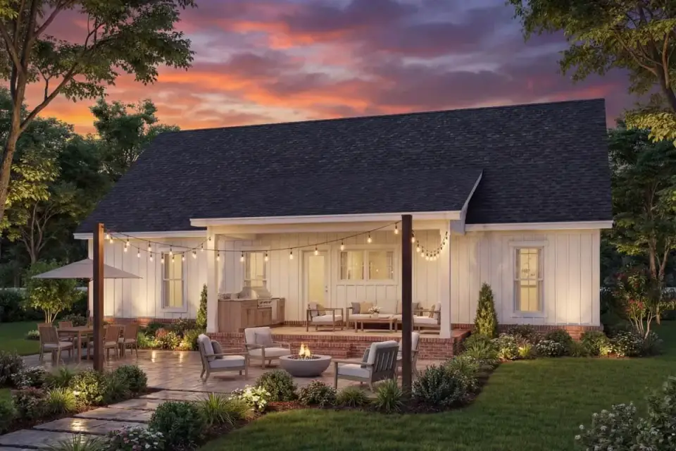 Front elevation with darker garage door and contrasting trim