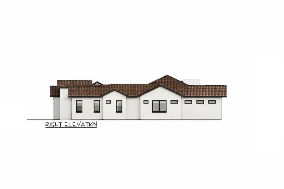 Mediterranean Spanish house plan technical elevation drawing