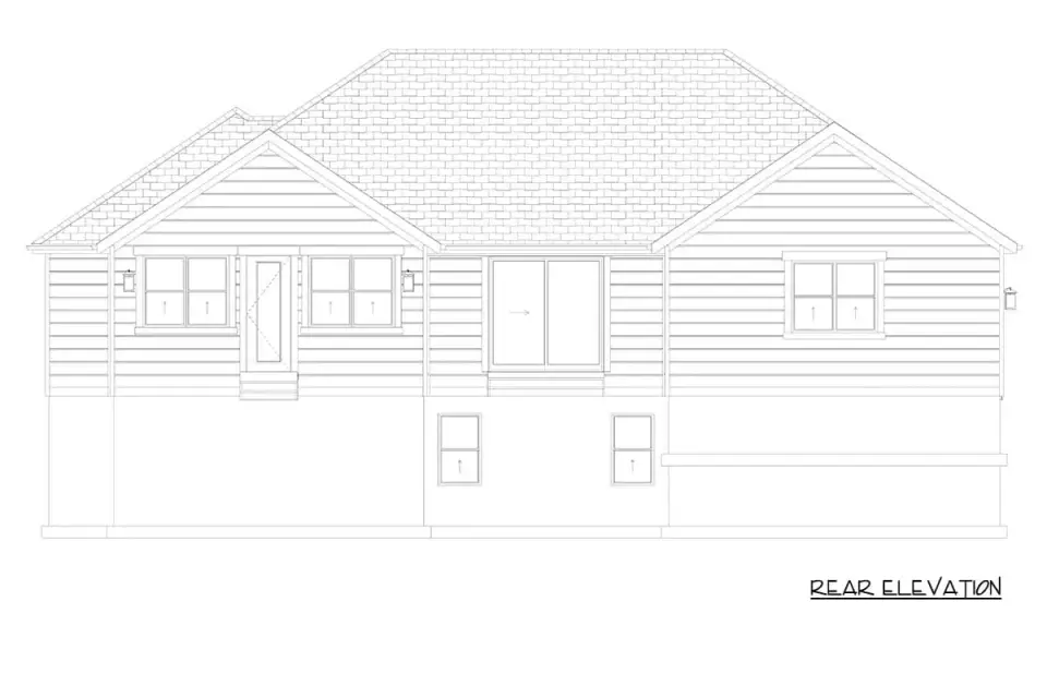 Elevation drawing of the modern farmhouse showing all sides