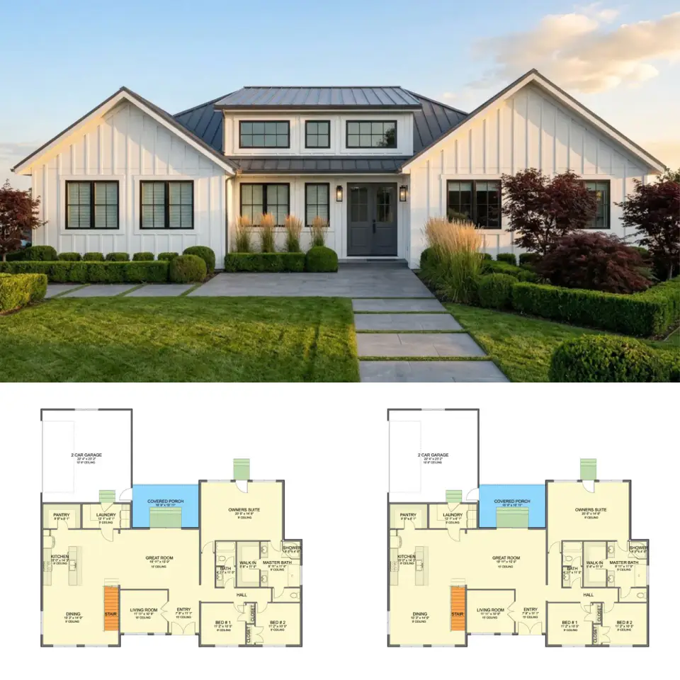 Modern Farmhouse Plan with 3 Bedrooms and Optional Basement