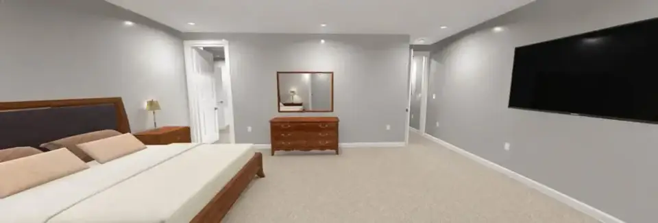 Recreation zone in the optional finished basement