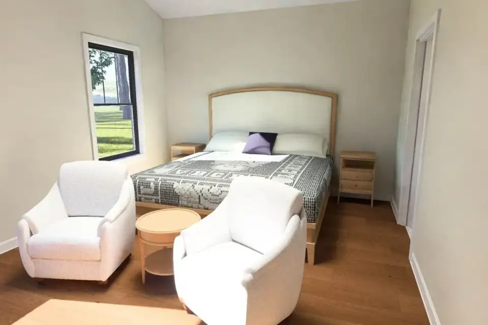 Secondary bedroom in 4-bedroom single-story farmhouse plan 52551WM