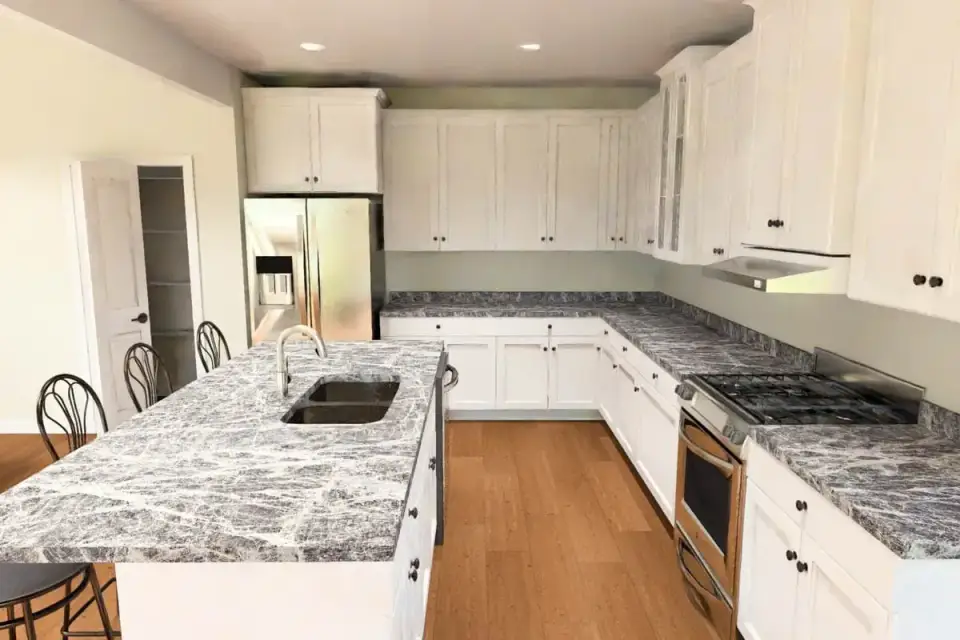 Primary suite with natural light in single-story farmhouse plan 52551WM