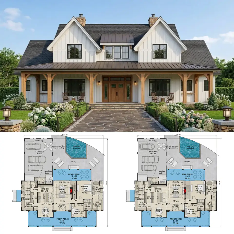 Versatile Modern Farmhouse: 2,743 Sq Ft, 3-6 Beds