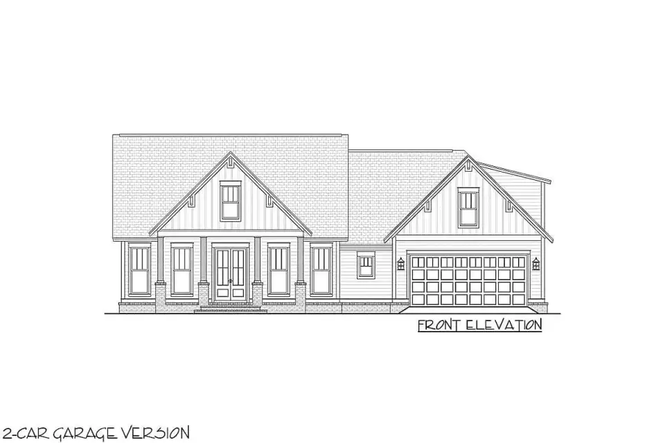 Close-up of the board-and-batten siding texture, gable trim detail, and window proportions characteristic of the modern farmhouse vocabulary