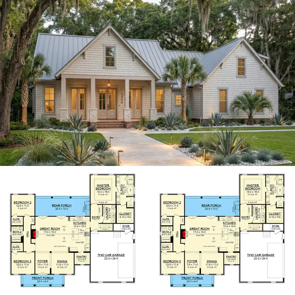 1,988 Sq Ft Modern Farmhouse Plan with Bonus Room