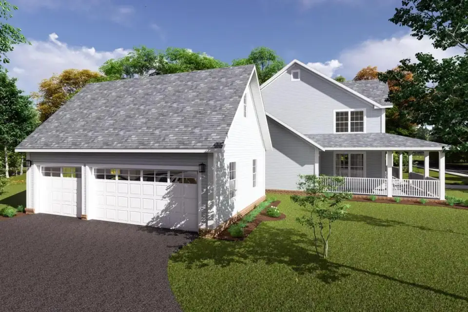 Plan 4122WM breezeway connection between main house and barn-style garage