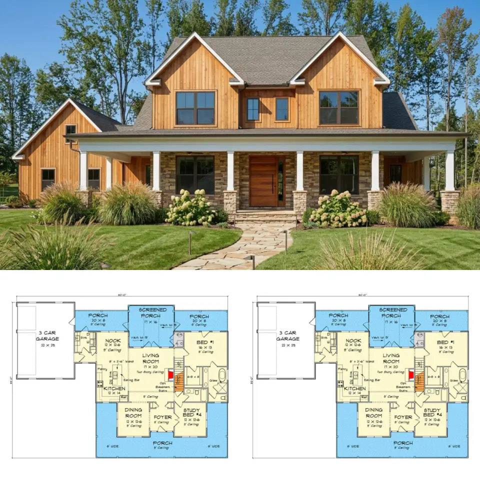Stunning Modern Farmhouse with Wrap-Around Porch & 3-Car Garage