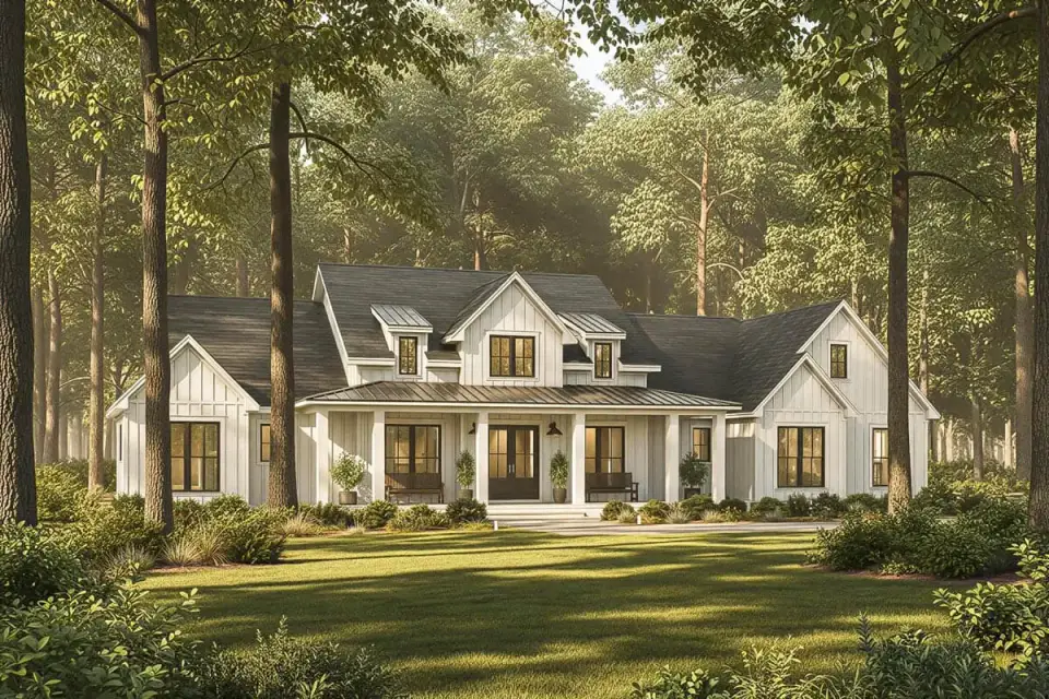 Rear covered porch detail with outdoor kitchen prep area, ceiling fans, and sliding glass doors opening to the great room