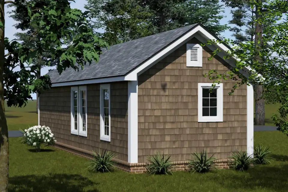 Plan 52530WM entry porch view showing covered stoop and glass-pane front door under gabled porch roof