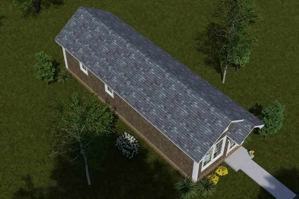 Plan 52530WM rear elevation showing optional side door and bedroom window placement