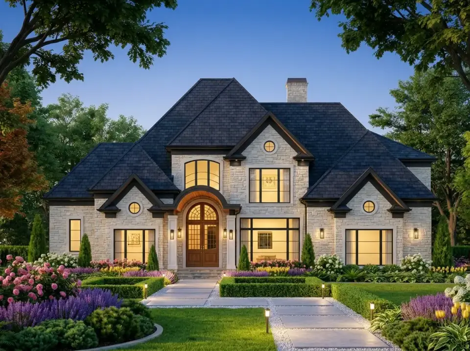 Full stone estate facade variation of plan 12147JL