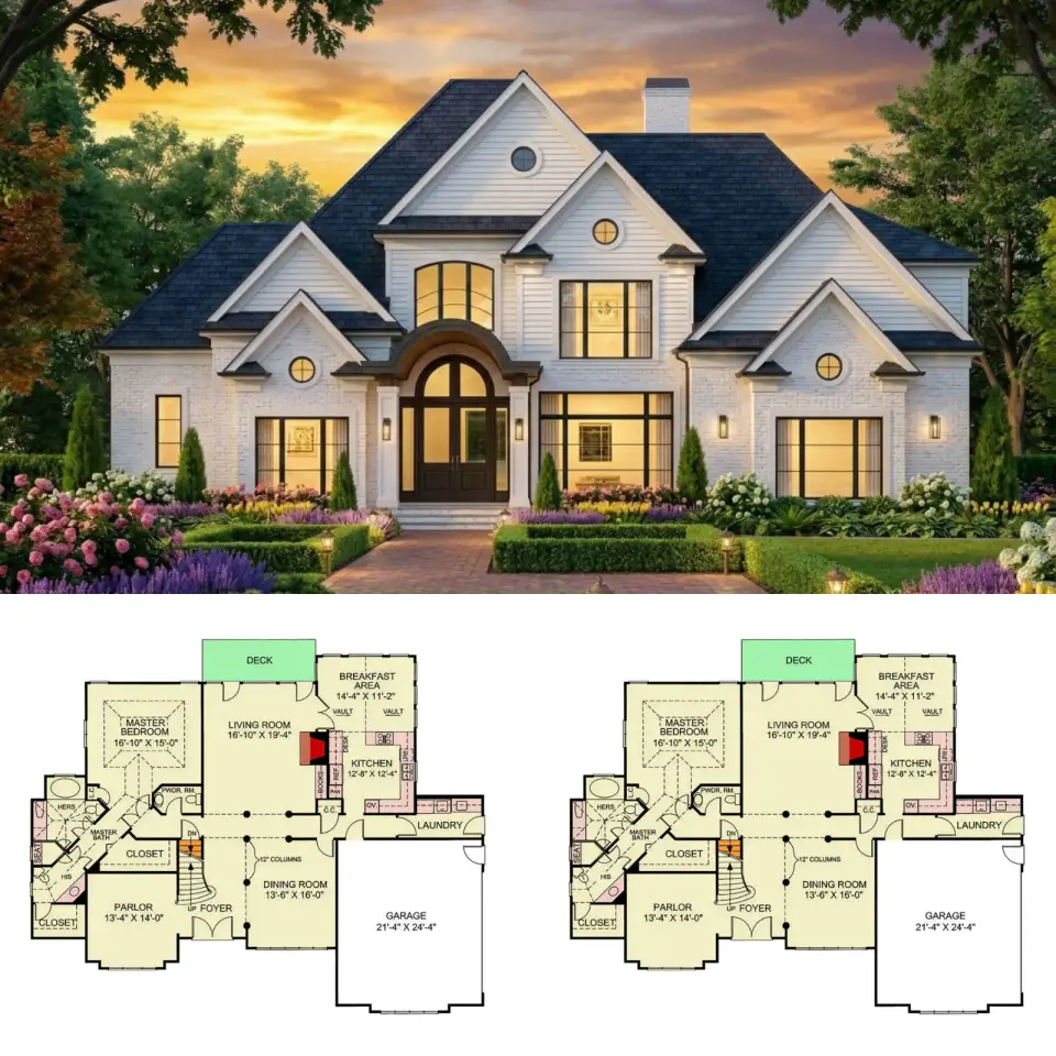 Grand European Traditional House Plan with Main-Level Master