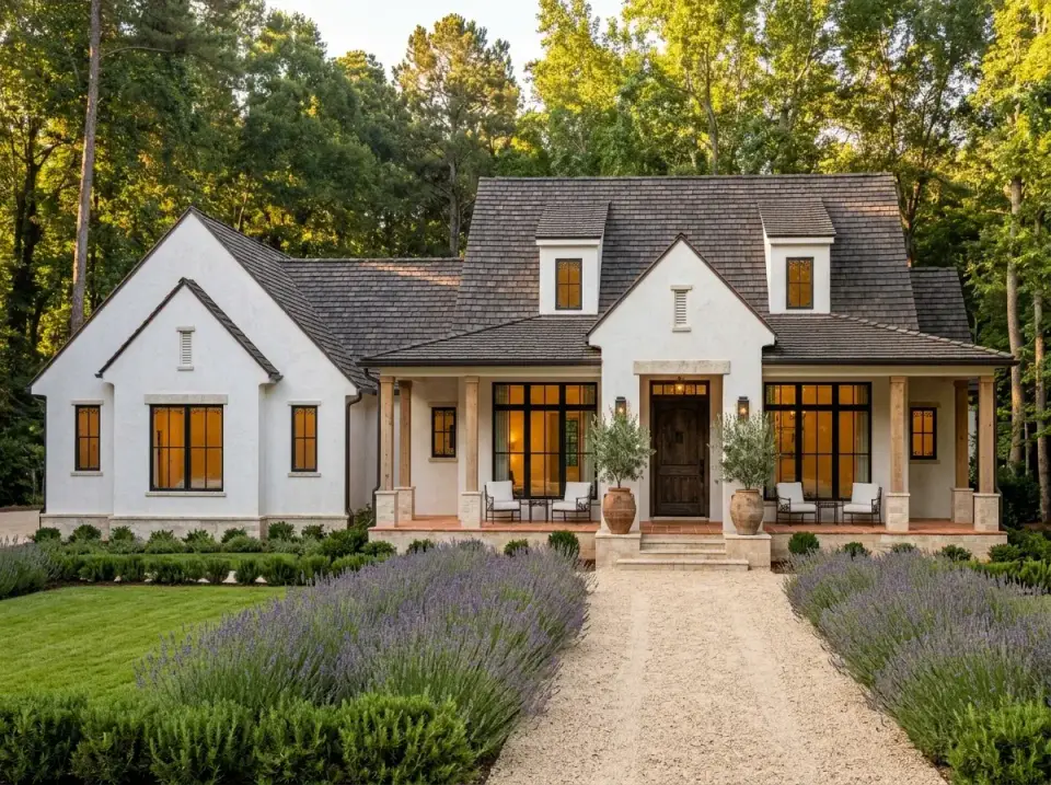 Plan 52035HZ Provencal country estate with lavender and olive trees