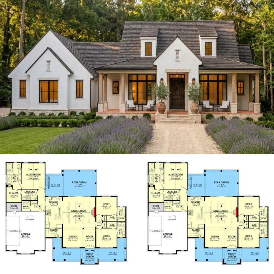 Southern Transitional Farmhouse Plan 52035HZ