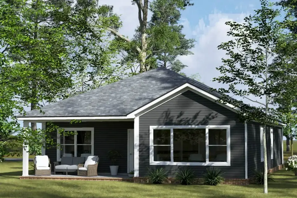 Plan 52531WM side elevation showing window placement