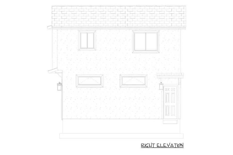 Rear elevation drawing with construction notations